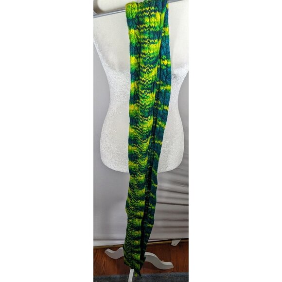Handmade Cybergoth Dragon Blue Yellow And Neon Green Scarf - Picture 7 of 7